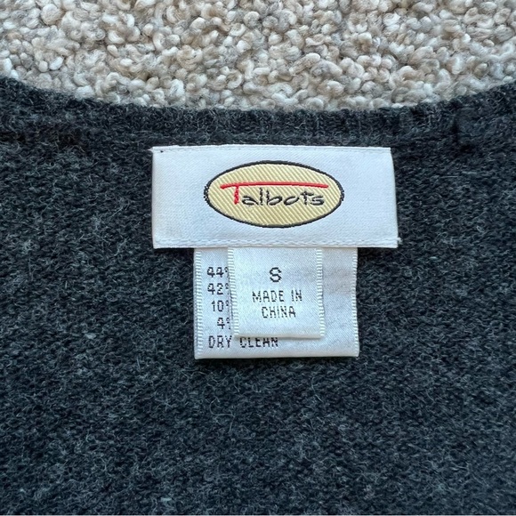Talbots Charcoal Grey Argyle Lambs Wool Cashmere Blend Sweater Vest, Size Small - Picture 3 of 6